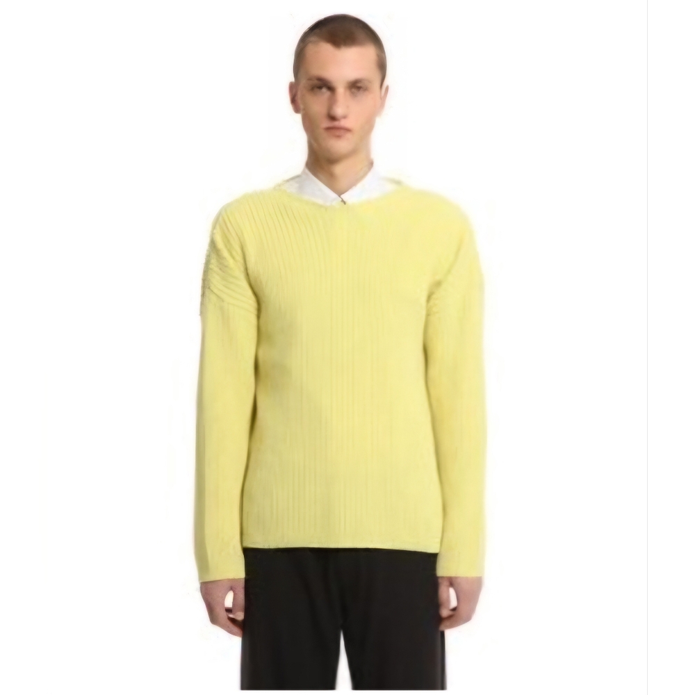 Our Legacy Pale Yellow Raglan V-Neck Cashmere Wool Sweater Unisex Size XL